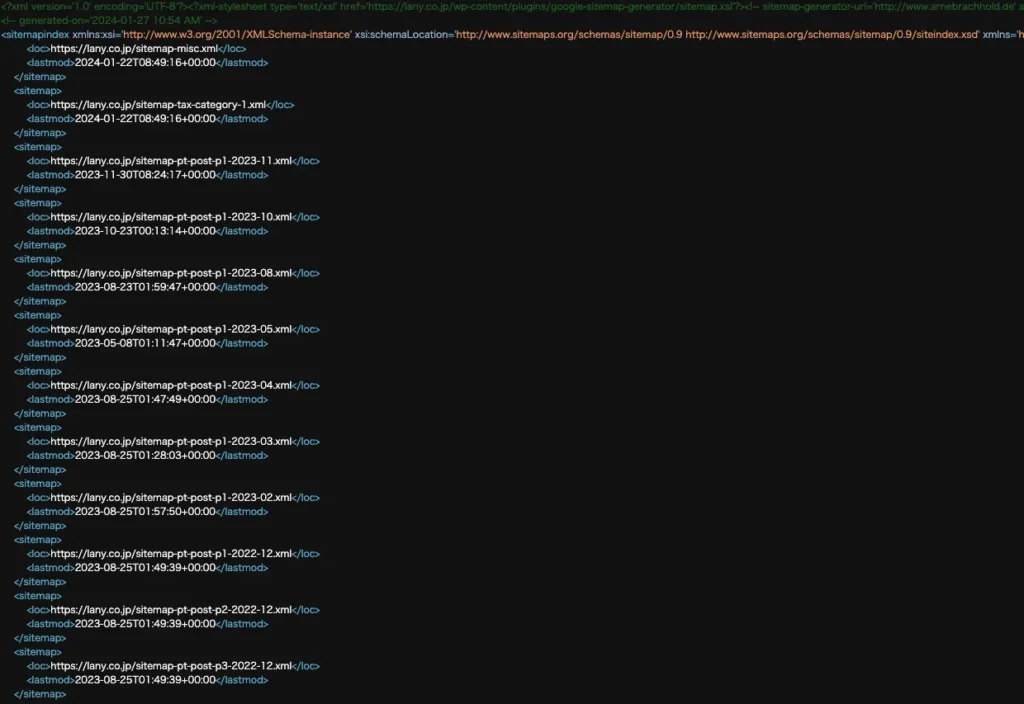 xmlサイトマップの親ファイル