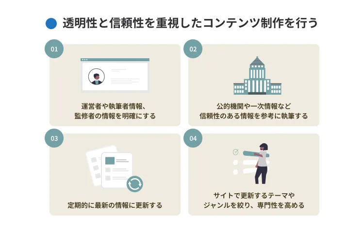 透明性と信頼性を重視したコンテンツ制作を行う